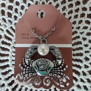 Rag Frog Revival Crab pendant Necklace with pearl  18"